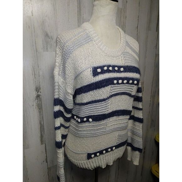 Madewell Women’s Small Beige Blue Sweater Merino Wool Alpaca Cotton Blend - Picture 4 of 9